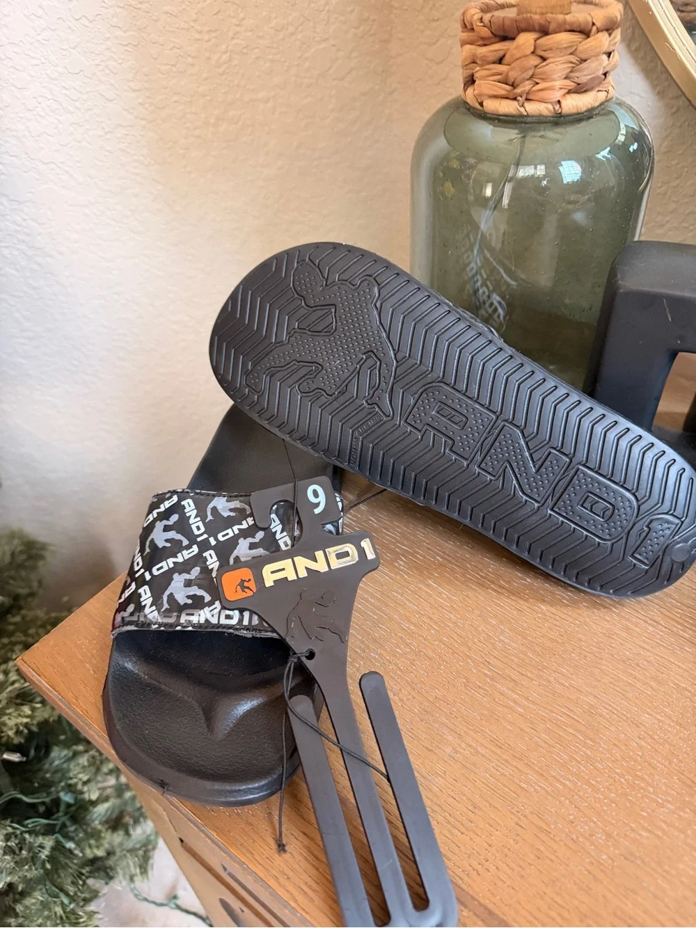 And1 Black Logo Slide Sandals for Kids